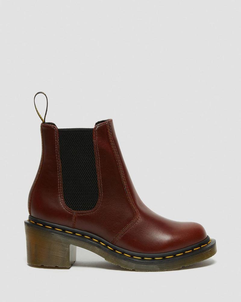 Women's Dr Martens Cadence Leather Heeled Chelsea Boots Brown | AU 122XYU